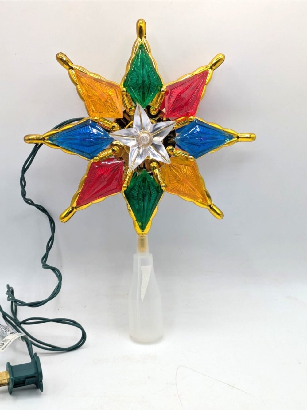 8 Point Star Christmas Tree Topper Multi-Colored Plug In Light Up 12" - Picture 3 of 8